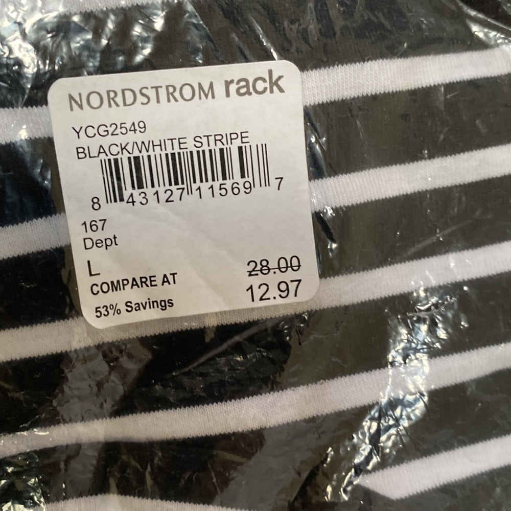 Good Luck Gem Top. Size L black/white stripe. - Picture 5 of 5